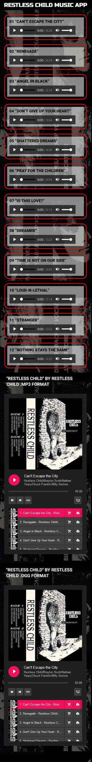 Image of Restless Child Album in App Site 1989 Album, 12 songs $2.99